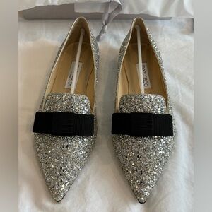 Jimmy Choo silver gala flats